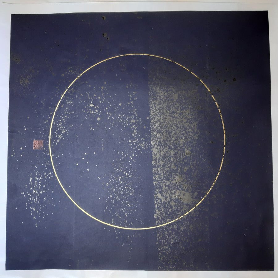 ART WORKS ,Universe_No001 (AZURE/GOLD)(26.77 in X 26.77 in)