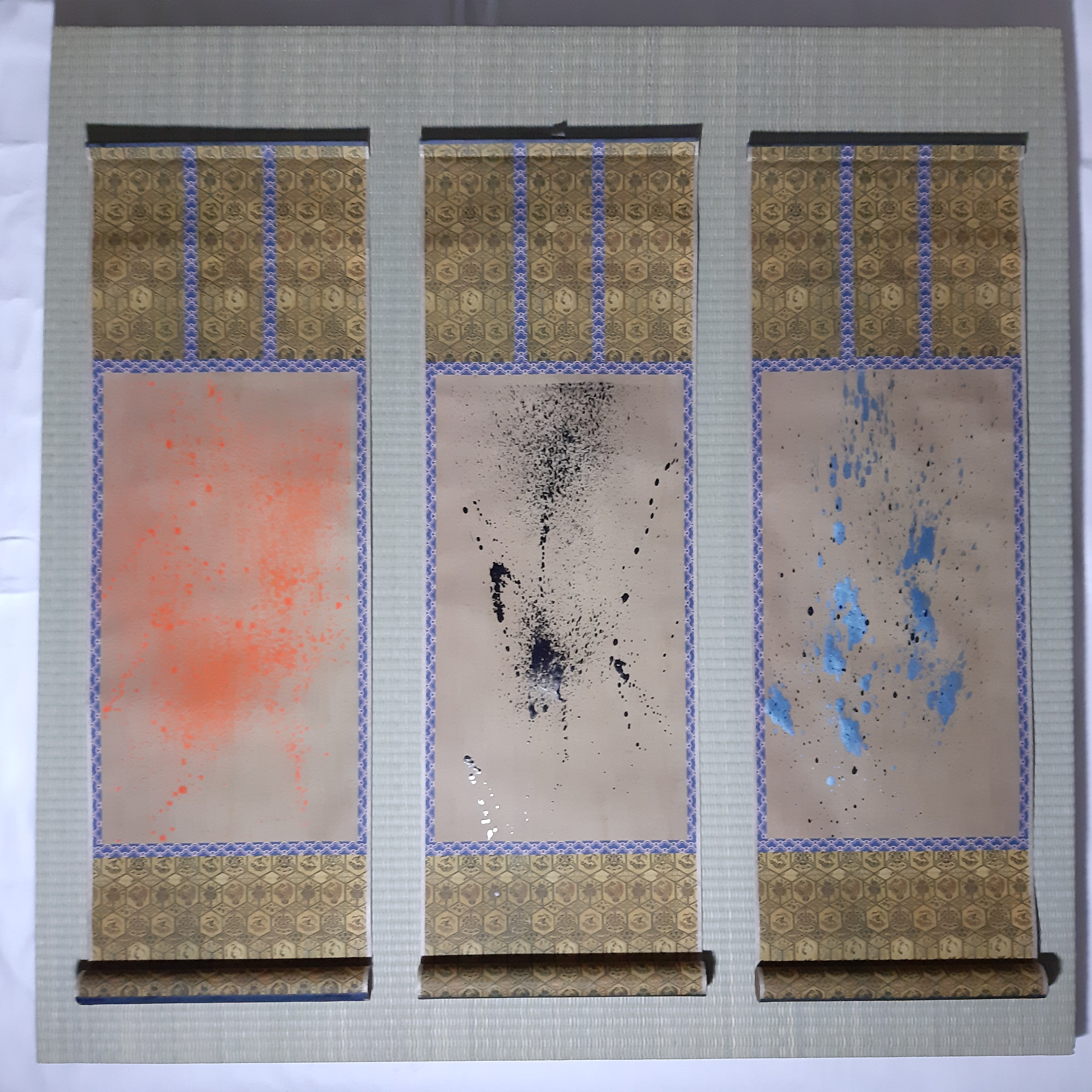 墨象原画 IMA COCO.#005 掛軸3と畳パネル (850×850mm) *畳パネル付