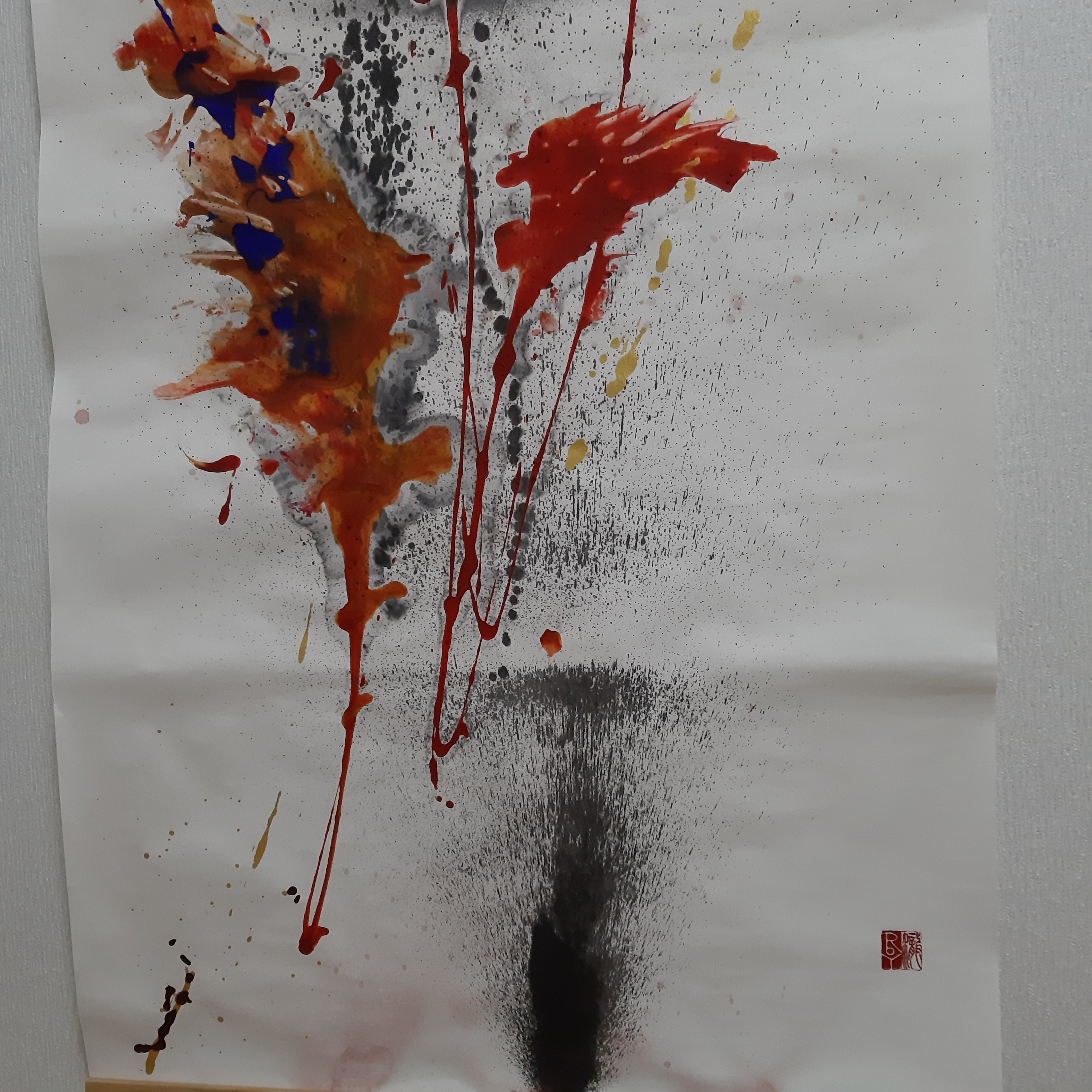 墨象原画 「雅史融景(がしゆうけい)」 (600×1,800 mm) ※展示場所:ミーティングスペースAP/AP大阪淀屋橋 #004AP